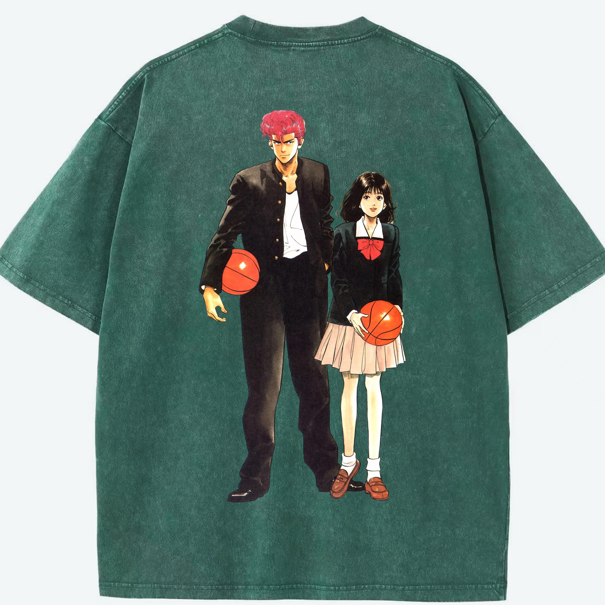 SLAM DUNK／スラムダンク 綿100% ヴィンテージ風 半袖Tシャツ（背面プリント）